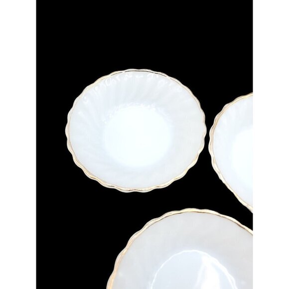 Anchor Hocking Ring Dish 3 White Milk Glass Bowl Scalloped Edges 4.75" Vintage - Picture 5 of 10
